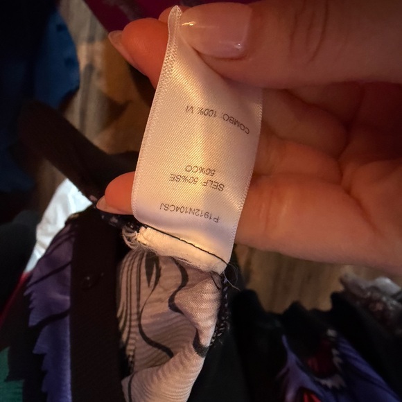 Carolina Herrera Black Cardigan with Purple, Green and Red Feather Motif - Picture 5 of 5